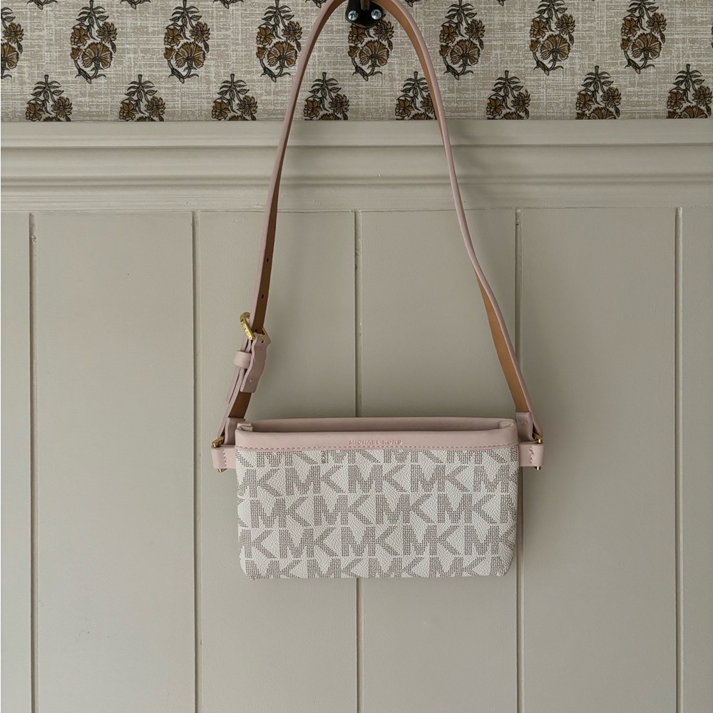 Michael Kors Cream and Pink Waist Bag